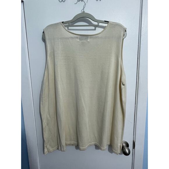 Victor Costa Silk Blend Sleeveless Sweater Blouse 3X Cream Minimalist Layering - Picture 3 of 4